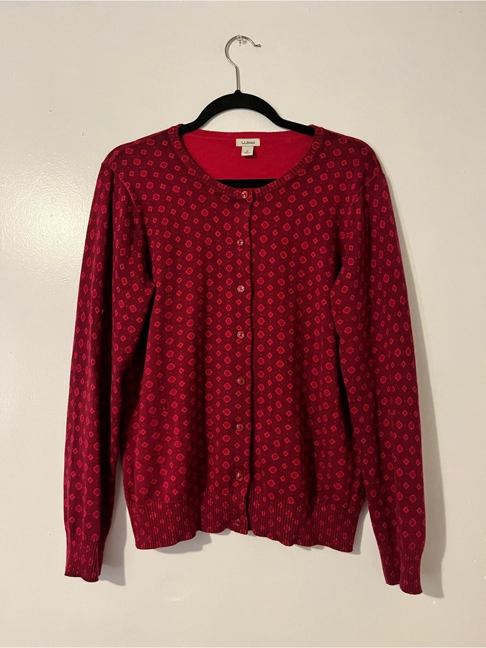 L.L. Bean Supima Cotton Patterned Button-Front Cardigan